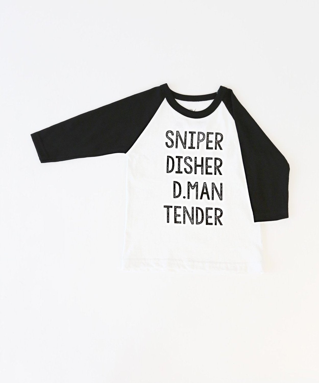 Sniper. Disher. D.Man. Tender Youth Baseball Tee